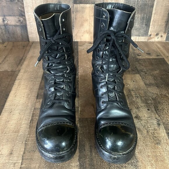 Corcoran Vintage Black Lace Up Jump Boots Mens 9.5 D - Picture 1 of 12